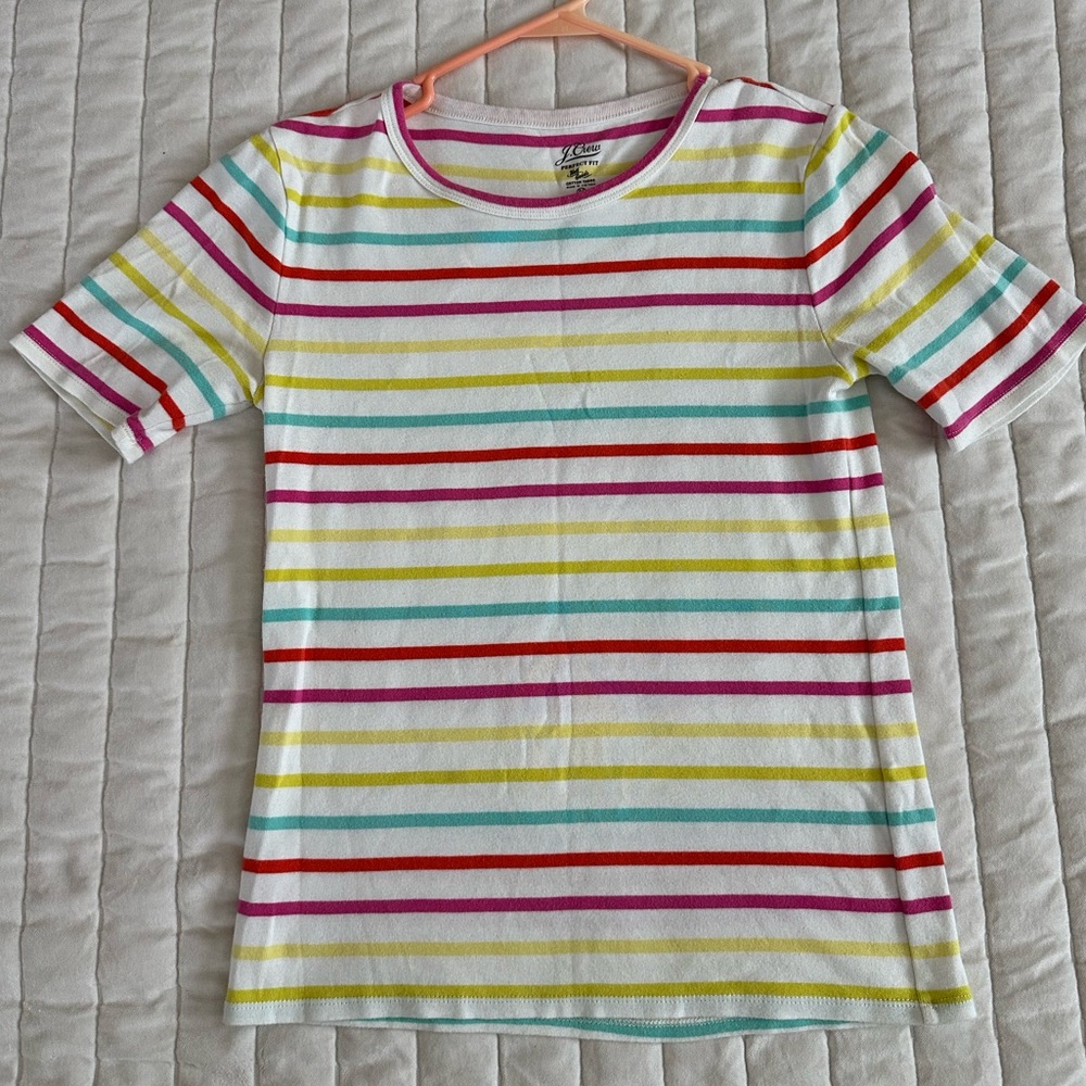 J. Crew Perfect Fit Bright Color Stripes Tee Shirt Cotton